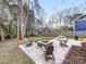 Outdoor entertaining area with fire pit and string lights at 2626 Palm Ave, Charlotte, NC 28205