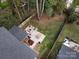 Aerial view of backyard featuring a patio area with an outdoor dining set and fire pit at 2626 Palm Ave, Charlotte, NC 28205