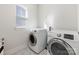 Bright laundry room with washer, dryer, and patterned tile flooring at 2626 Palm Ave, Charlotte, NC 28205