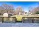 View from the deck showing a large grassy backyard and shed at 280 Bonaventure Dr, Salisbury, NC 28147