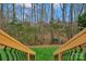 View of the trees from the stairs down to the backyard and lush green grass at 409 Conaway Ct, Waxhaw, NC 28173