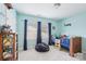 bedroom featuring a bed, beanbag, and a window with curtains at 14621 Brannock Hills Dr, Charlotte, NC 28278