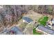 High angle aerial view showing the home and the rock garden in the backyard at 1740 Young Dr, Conover, NC 28613