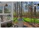 Landscaped backyard featuring a decorative fountain, lush lawn, and a bird feeder, offering a peaceful outdoor retreat at 420 Medearis Dr, Charlotte, NC 28211