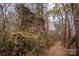 Old stone structure surrounded by a wooded area with a leaf-strewn path creating a charming outdoor scene at 1009 Rocky Meadows Ln, Concord, NC 28025