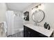 Bathroom featuring modern black and white patterned floor at 2500 Danforth Ln, Charlotte, NC 28208