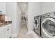 Functional laundry room features modern appliances and ample storage space at 5086 Windward Point Ln, Denver, NC 28037