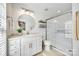 Clean bathroom features a walk-in shower, sink with storage, and modern finishes at 663 Sixth Baxter Xing, Fort Mill, SC 29708