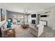 Cozy living room featuring a fireplace, a large window, and neutral furniture at 12727 Bullock Greenway Blvd, Charlotte, NC 28277