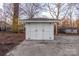 Exterior shot of the shed with double doors and gray concrete surrounding the structure at 1605 5Th St, Statesville, NC 28625