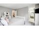 Bedroom with gray walls and carpet, and view to an ensuite bathroom at 3224 Heathstead Pl, Charlotte, NC 28210