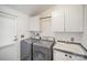 Functional laundry room featuring a washer, dryer, and built-in storage cabinets at 620 Debruhl Rd, Chester, SC 29706