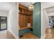 Inviting mudroom with custom wood lockers, drawers, and decorative lighting, offering stylish organization at 1135 Ben Black Rd, Midland, NC 28107