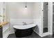 Bathroom features a freestanding tub and a glass-enclosed shower with modern fixtures at 1418 Seigle Ave, Charlotte, NC 28205