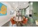 Stylish kitchen features a round dining table with seating, adjacent to green cabinetry and modern stainless steel appliances at 1418 Seigle Ave, Charlotte, NC 28205