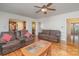 Spacious living room with hardwood floors and plenty of seating at 9022 Taunton Dr, Huntersville, NC 28078