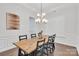 Dining room with hardwood floors, and a wooden table with black chairs under chandelier at 944 Treasure Ct, Fort Mill, SC 29708