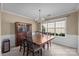 Dining room featuring wainscoting, a chandelier, and large windows at 11542 Laurel View Dr, Charlotte, NC 28273