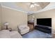Living room featuring hardwood floors and view to the main bedroom at 11542 Laurel View Dr, Charlotte, NC 28273