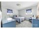 Comfortable bedroom with soft blue walls, carpet flooring, and natural light from two windows at 219 Ferstl Ave, Belmont, NC 28012