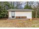 Backyard utility building with a painted finish, metal door, concrete footing and ventilation at 219 Ferstl Ave, Belmont, NC 28012