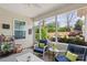 Relaxing screened porch featuring outdoor seating and a view of the landscaped backyard at 4001 Perth Rd, Fort Mill, SC 29707