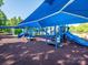 Vibrant community playground featuring blue play structures, slides, and covered area for enjoyment at 15715 Holyhead Ln, Huntersville, NC 28078