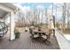 Outdoor deck furnished with patio table and chairs, ideal for enjoying the natural surroundings at 158 Country Lake Dr, Mooresville, NC 28115