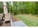 Relaxing backyard view from a wooden deck featuring a well-manicured lawn and a quaint putting green at 158 Country Lake Dr, Mooresville, NC 28115