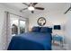 This beautiful main bedroom offers a ceiling fan, outdoor balcony, and plenty of space to relax at 18877 Vineyard Point Ln, Cornelius, NC 28031