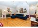 Inviting living room with hardwood floors, fireplace, high ceilings, and large windows at 205 Kaitlyn Ln, Kings Mountain, NC 28086
