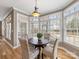 Cozy breakfast nook with a round table and large windows overlooking the backyard at 2300 Bonnie Butler Way, Charlotte, NC 28270