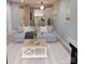 Bright living room with a comfortable light blue sofa, decorative rug, and neutral-toned walls at 2545 Stockbridge Dr, Charlotte, NC 28210