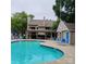 A community pool with chairs and tables for relaxing at 2545 Stockbridge Dr, Charlotte, NC 28210