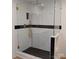 Luxurious glass shower with black tile accent and sleek fixtures, perfect for a modern bathroom at 2545 Stockbridge Dr, Charlotte, NC 28210