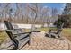 Backyard featuring a brick fire pit with outdoor seating and a white fence providing privacy at 4107 Balsam St, Indian Trail, NC 28079