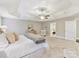 Spacious main bedroom boasts a tray ceiling, ceiling fan, and ensuite bath access at 4624 Pebble Run Dr, Matthews, NC 28105