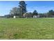 Exterior view of a home with a big yard and separate outbuilding, set against a backdrop of mature trees under a blue sky at 485 Harper Miller Dr, Cleveland, NC 27013