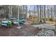 Outdoor recreational area featuring canoe storage and covered picnic shelter at 607 Beaten Path Rd, Mooresville, NC 28117