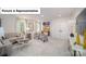 Bright living room with neutral walls, plush carpeting, and stylish, colorful decor at 7015 Sylvan Retreat Dr, Denver, NC 28037