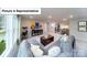 This roomy area features plush seating and overlooks the backyard with large windows at 7021 Sylvan Retreat Dr, Denver, NC 28037