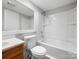 Clean bathroom featuring a shower-tub combo and neutral finishes at 7415 Mystic Ln, Charlotte, NC 28227