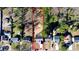 Aerial view of a home with a large yard surrounded by trees and other homes at 1210 Skyview Rd, Charlotte, NC 28208