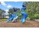 Brightly colored community playground with slides, climbing structures, and wood chip ground cover at 142 Mills Ln, Fort Mill, SC 29708