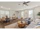 Bright living room featuring a large sectional sofa, hardwood floors, and open floor plan at 2147 Stevens Mill Rd, Matthews, NC 28104