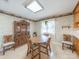 Cozy dining room featuring a round table, wooden chairs, and decorative wallpaper at 2310 Clay St, Kannapolis, NC 28083