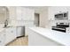 Bright kitchen featuring modern white cabinets, an island, and stainless steel appliances at 2702 Robyns Glen Dr, Charlotte, NC 28269