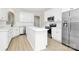 Modern kitchen with stainless steel appliances, white cabinets, and an island at 2702 Robyns Glen Dr, Charlotte, NC 28269