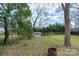An open backyard featuring mature trees, partial fencing, and partial sun at 314 Flint St, Charlotte, NC 28216