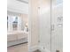 Modern bathroom with a glass shower and neutral wall paint at 5367 Heartwood Ln, Denver, NC 28037